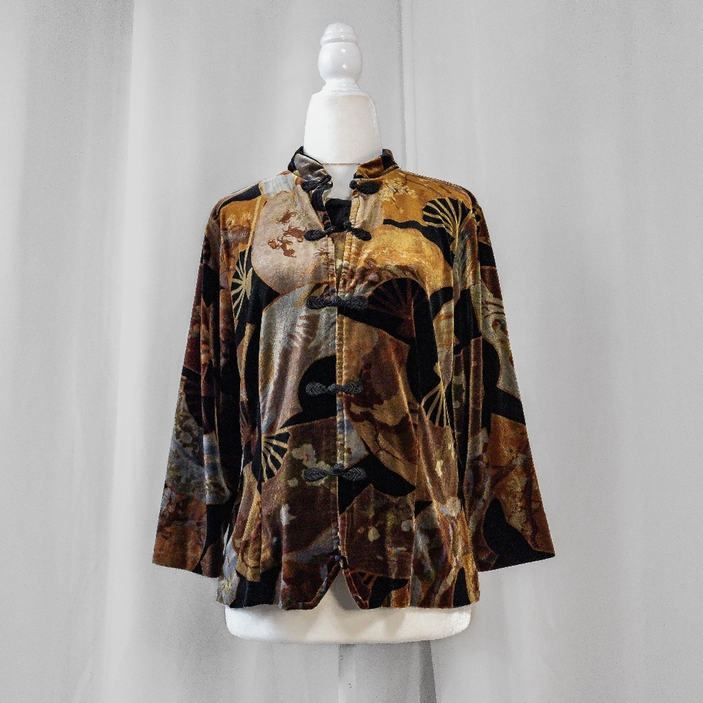 Vintage 90s Black & Gold Velvet Cardigan